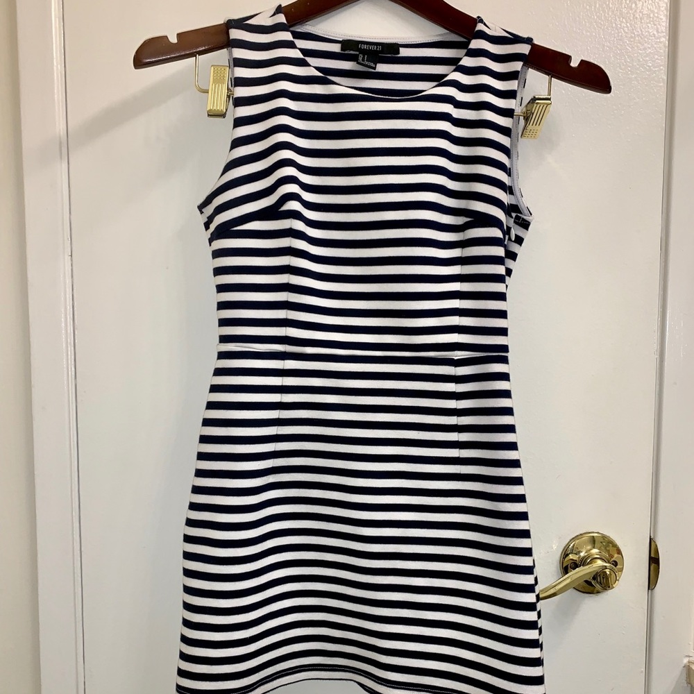 Navy striped mini dress